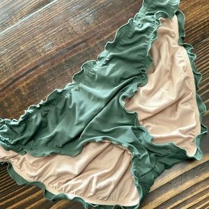 Victoria's Secret olive green ruched cheeky swim bottoms size XL